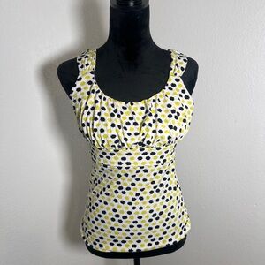 Ann Taylor Yellow and Black Polka Dot Tank Top